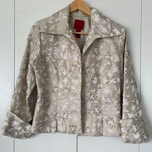 JS Collections Tan Blazer with Beaded Detail Size 8